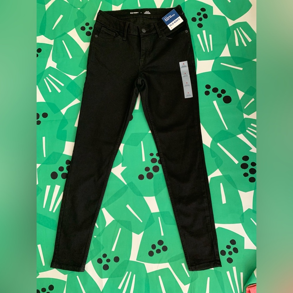 NWT Old Navy Mid-Rise Rockstar Super-Skinny Denim Jeans in Black Jack Sz. 4 R